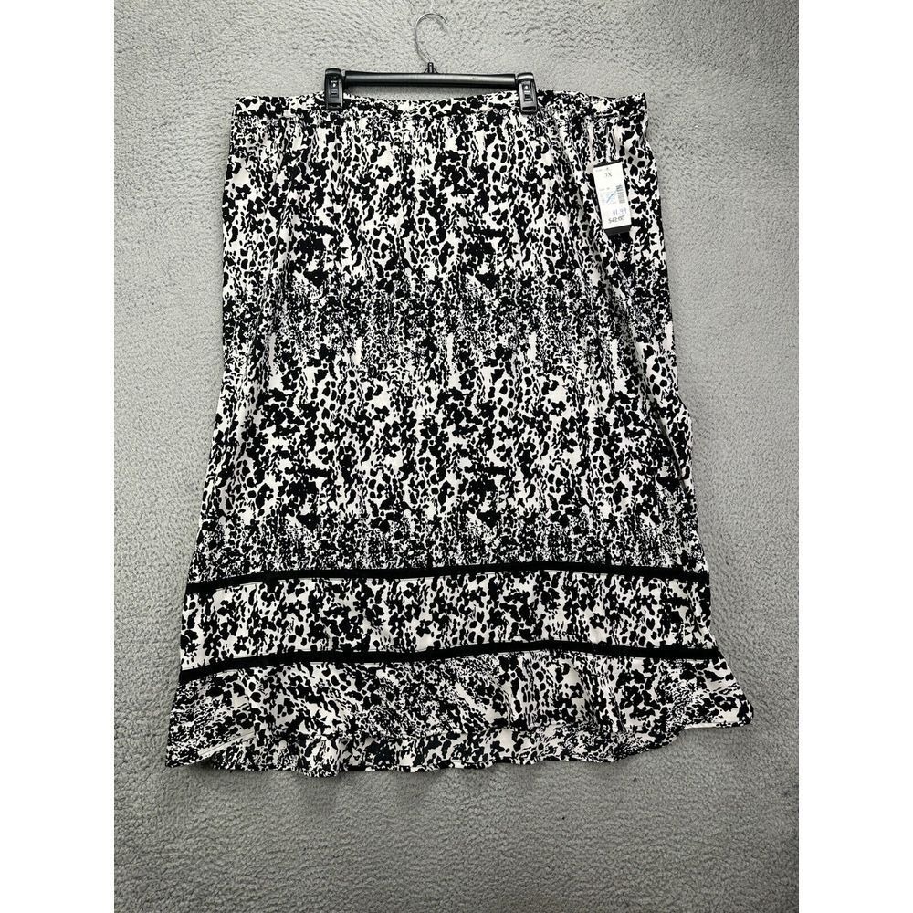 Maggie Barnes Maxi Pencil Skirt Womens 3X Plus Black White Leopard Pleated NEW
